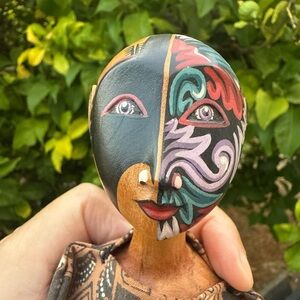 Animale by Jacques Rue Amazing Vintage Hand Painted Clay Doll Face Matching Dres